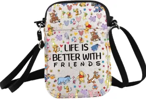 PXTIDY Cartoon Crossbody Bag Life Is Better With Friends Friendship Gift Bear Lover Gift Magical Kingdom Gift