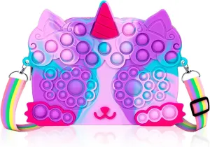 QUANA Sparkle Unicorn Crossbody Bag for Girls 3-10 Years Old - Lightweight Adjustable Purse, Birthday Party & Holiday Gift with Child-Safe Zipper