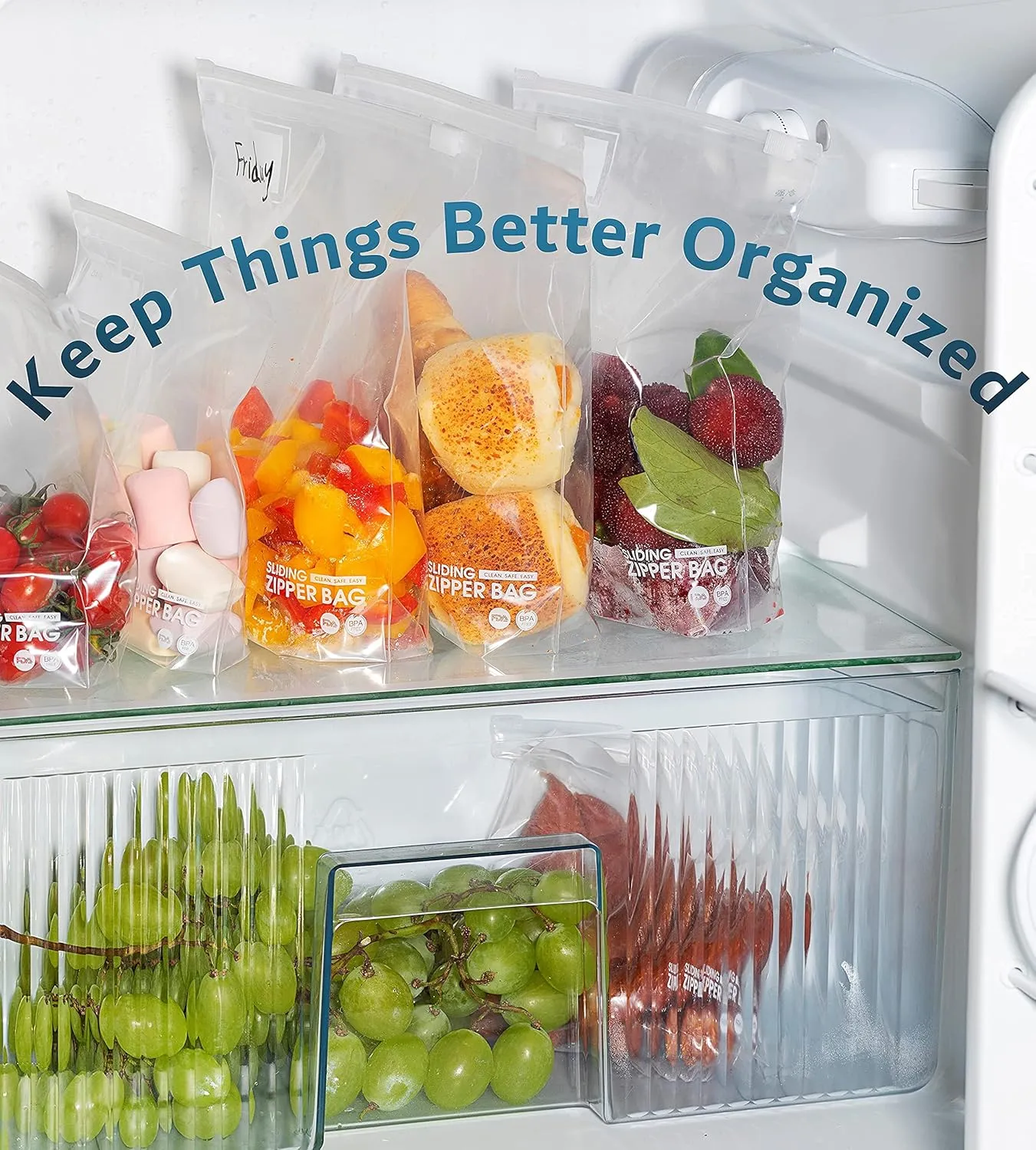 Quart Slider Storage Bags- 150 Count, Featuring Expandable Bottom, Zero BPA, Microwave-Safe(6 boxes of 25)