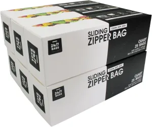 Quart Slider Storage Bags- 150 Count, Featuring Expandable Bottom, Zero BPA, Microwave-Safe(6 boxes of 25)