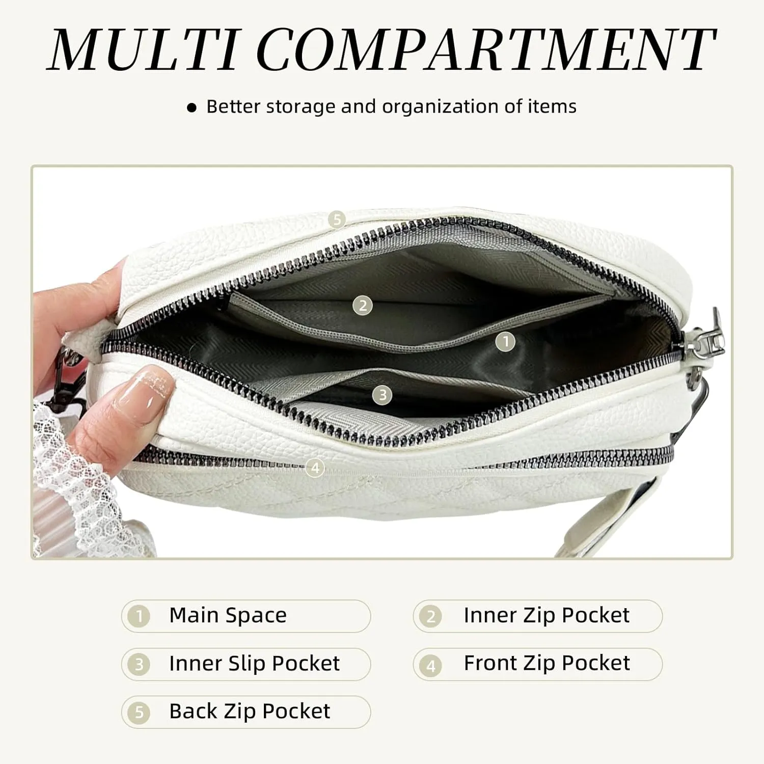 Quilted Purses for Women Crossbody Purse Small Crossbody Bag Leather Shoulder Handbags Wide Guitar Strap Purse