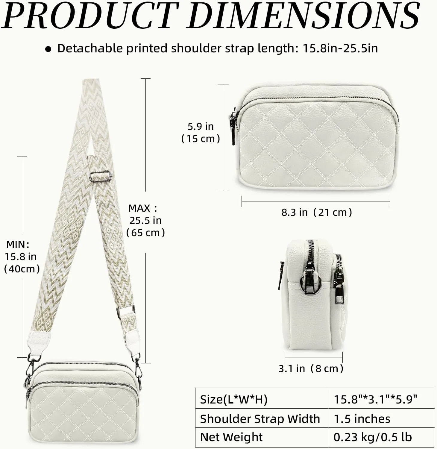 Quilted Purses for Women Crossbody Purse Small Crossbody Bag Leather Shoulder Handbags Wide Guitar Strap Purse