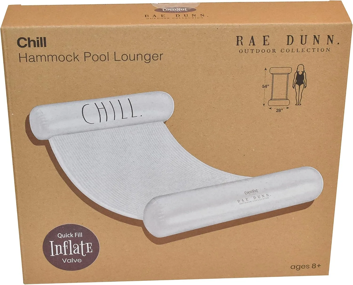 Rae Dunn x CocoNut Float Adult Hammock Float - Adult Size Multi-Purpose Inflatable Drifter, Saddle Float & Lounge Chair - Versatile Ride-On for Summer & Swim Parties