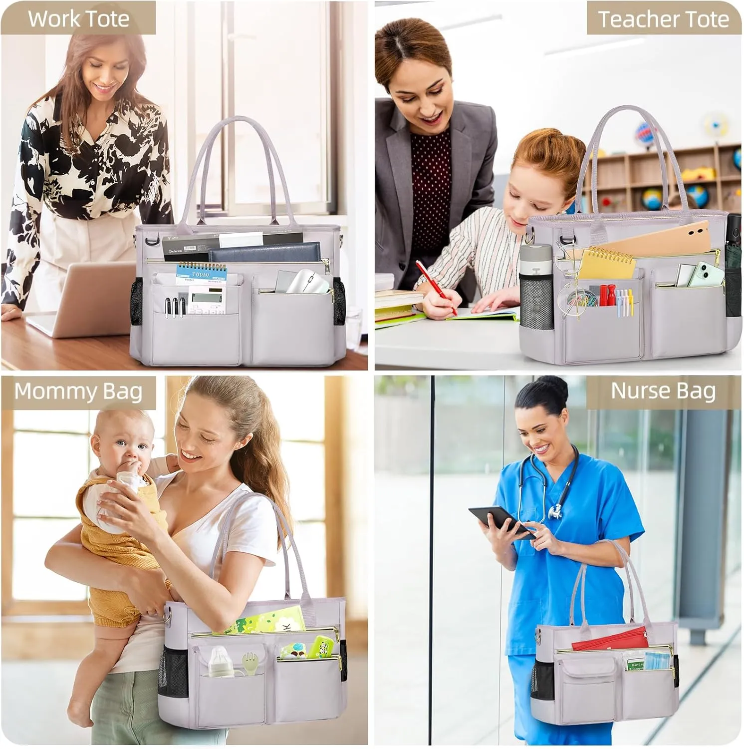 RAINSMORE Laptop Bag for Women 15.6 Inch Work Teacher Tote Nurse Bag Professional Laptop Tote Computer Messenger Shoulder Bags Large Handbag Business Office Work Briefcase