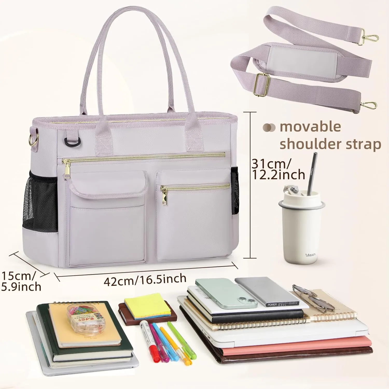 RAINSMORE Laptop Bag for Women 15.6 Inch Work Teacher Tote Nurse Bag Professional Laptop Tote Computer Messenger Shoulder Bags Large Handbag Business Office Work Briefcase
