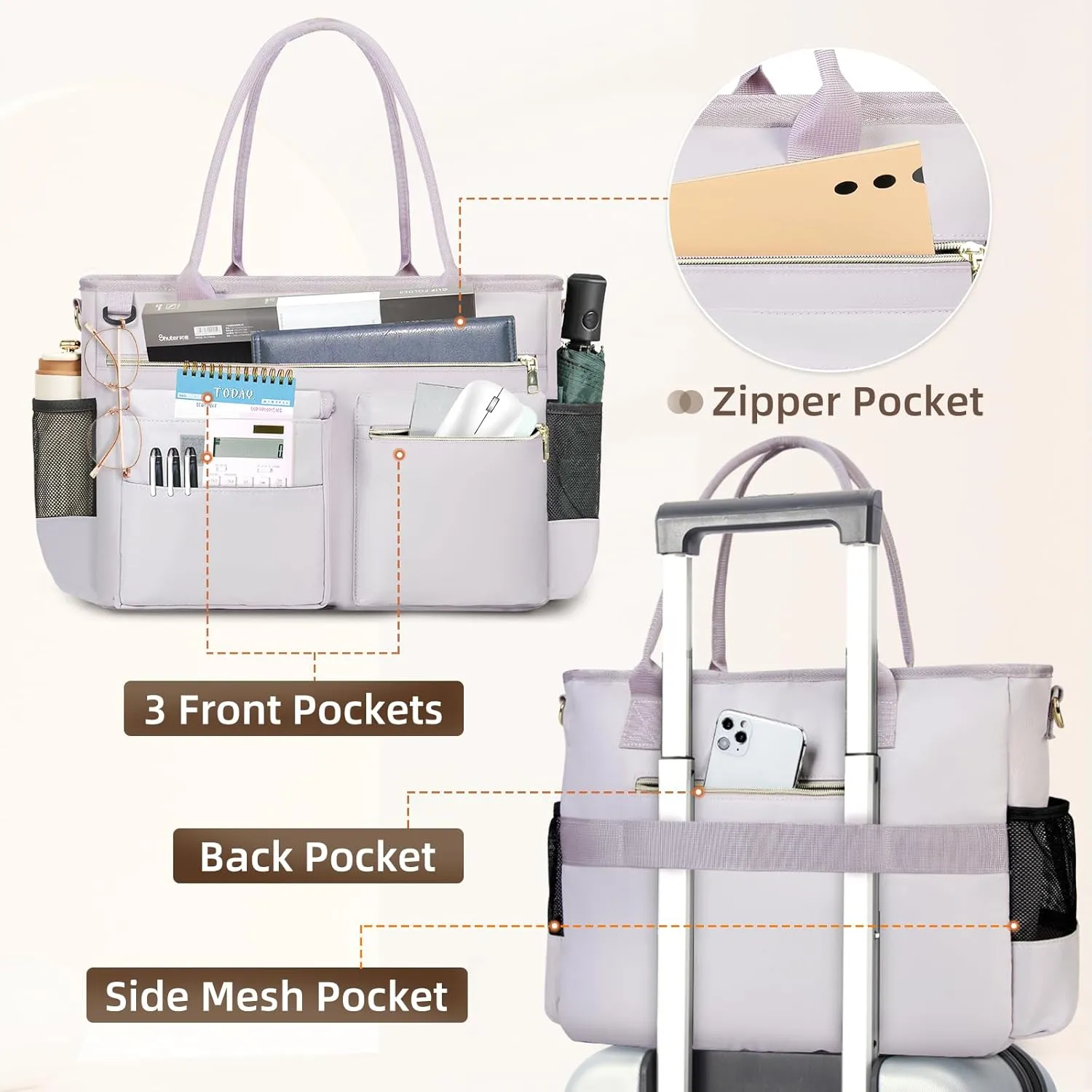 RAINSMORE Laptop Bag for Women 15.6 Inch Work Teacher Tote Nurse Bag Professional Laptop Tote Computer Messenger Shoulder Bags Large Handbag Business Office Work Briefcase