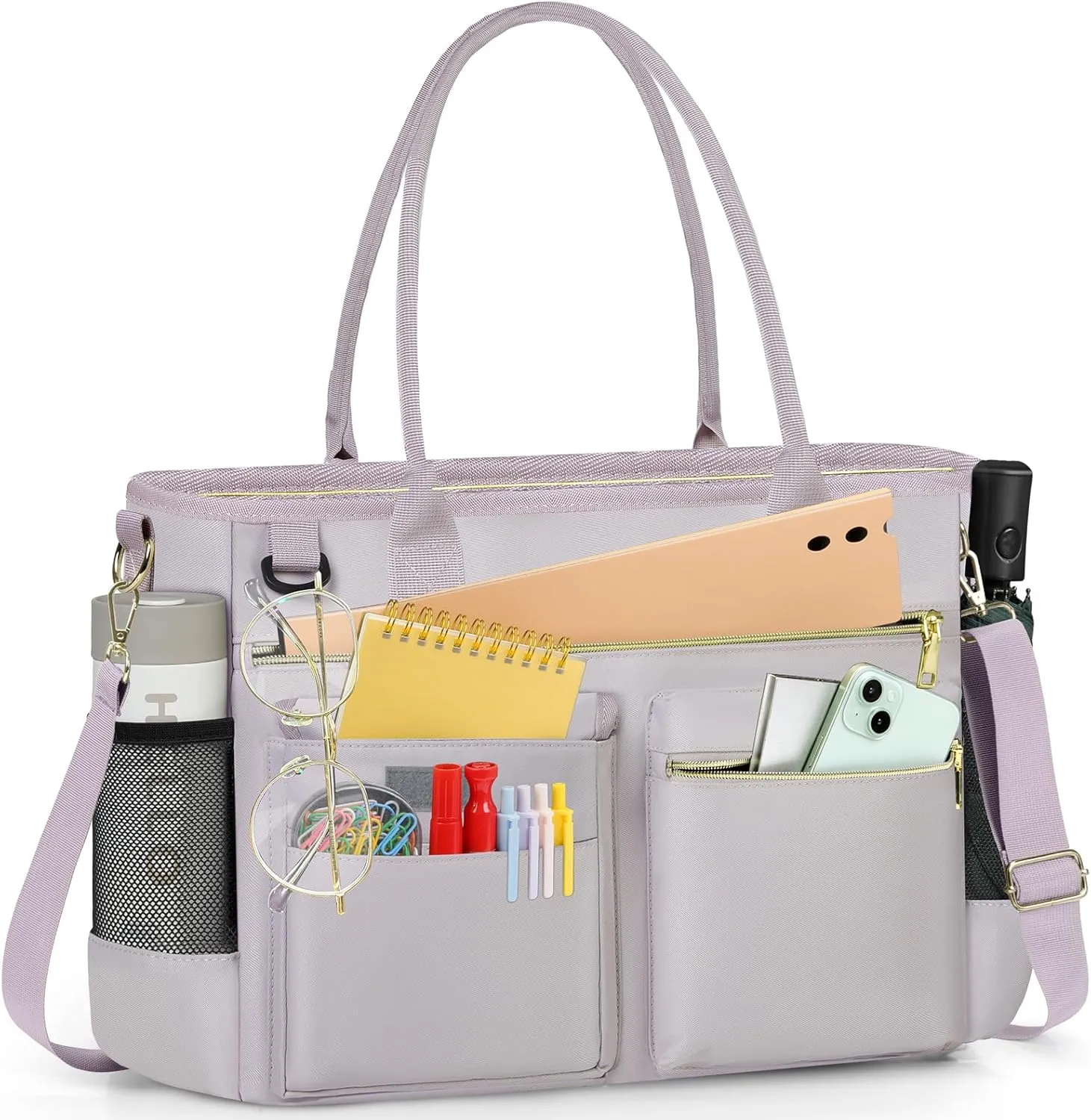 RAINSMORE Laptop Bag for Women 15.6 Inch Work Teacher Tote Nurse Bag Professional Laptop Tote Computer Messenger Shoulder Bags Large Handbag Business Office Work Briefcase