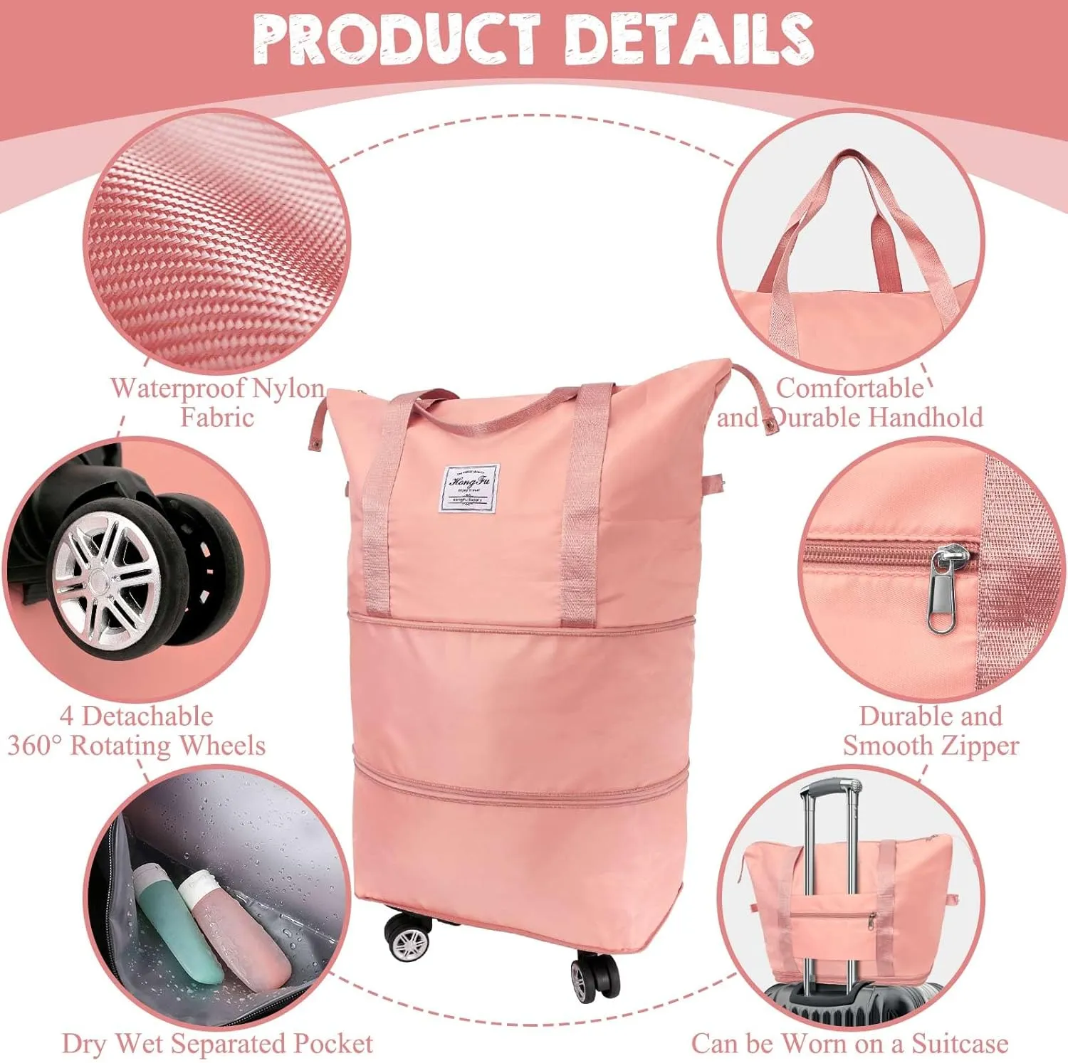 Ranslen Travel Bag With Wheels,Expandable And Foldable Luggage Bag