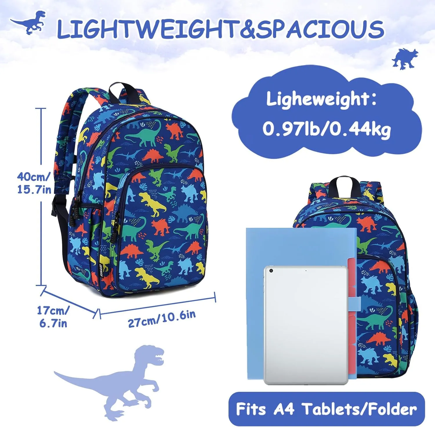 RAVUO Kids Backpack for Girls Boys, Cute Toddler School Bag Bookbag W Chest Strap