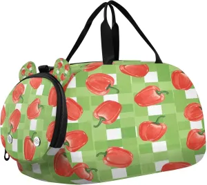 Red Pepper Kids Overnight Sports Duffel Bags with Shoe Compartment & Wet Pocket Travel Sport Gym Bag for Girls Boys