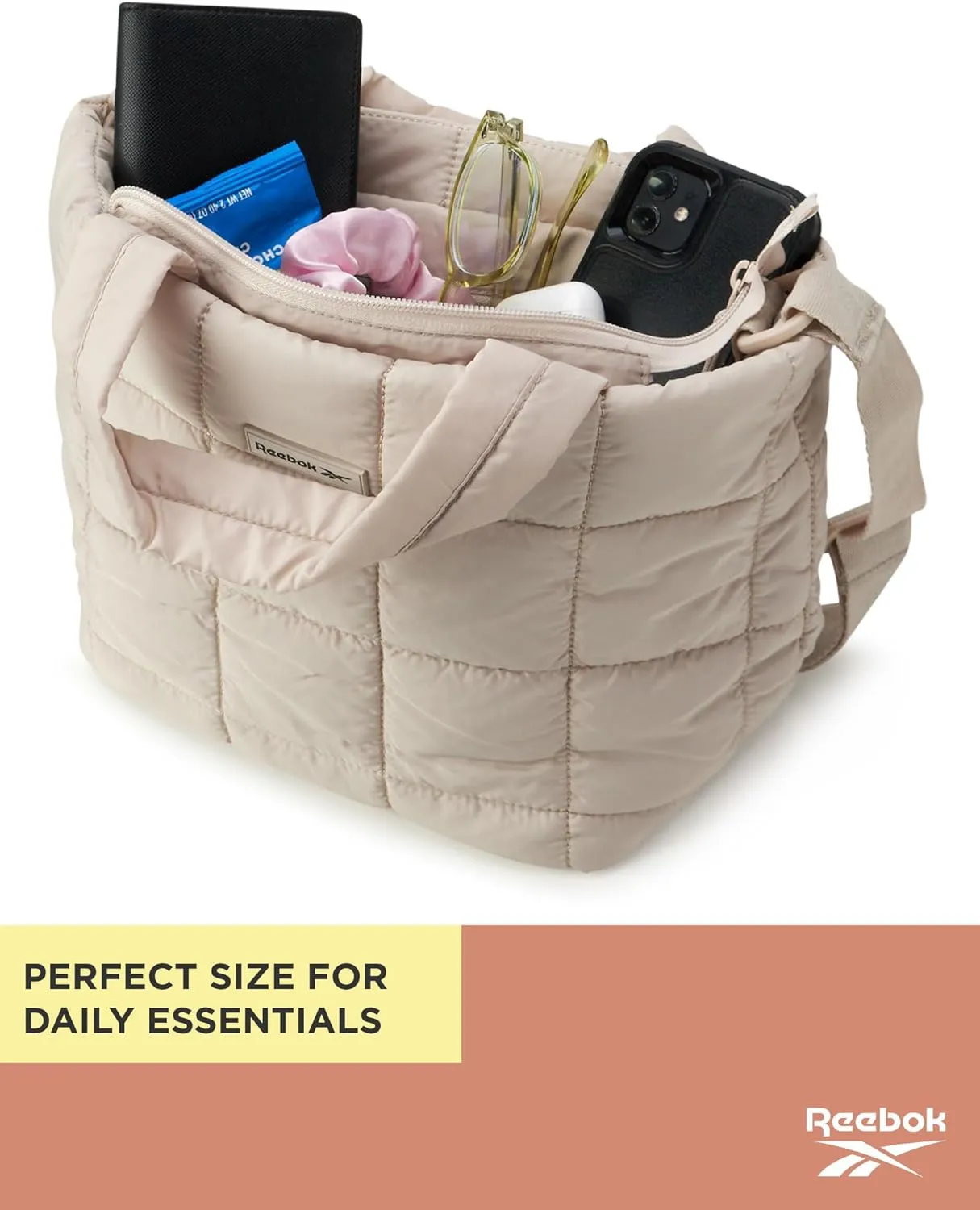 Reebok Crossbody Bags for Women - Lightweight Nylon Small Cross Body Bag Purse with Adjustable Strap for Casual Travel