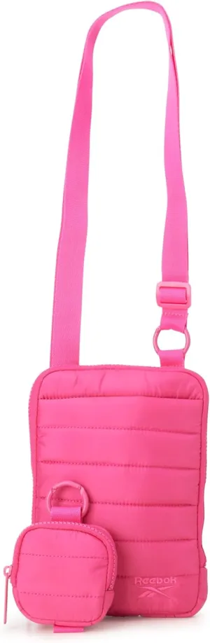 Reebok Women's Crossbody Bag - Quilted Nylon Sling Bag Travel Purse with Adjustable Strap and Secure Zipper Closures