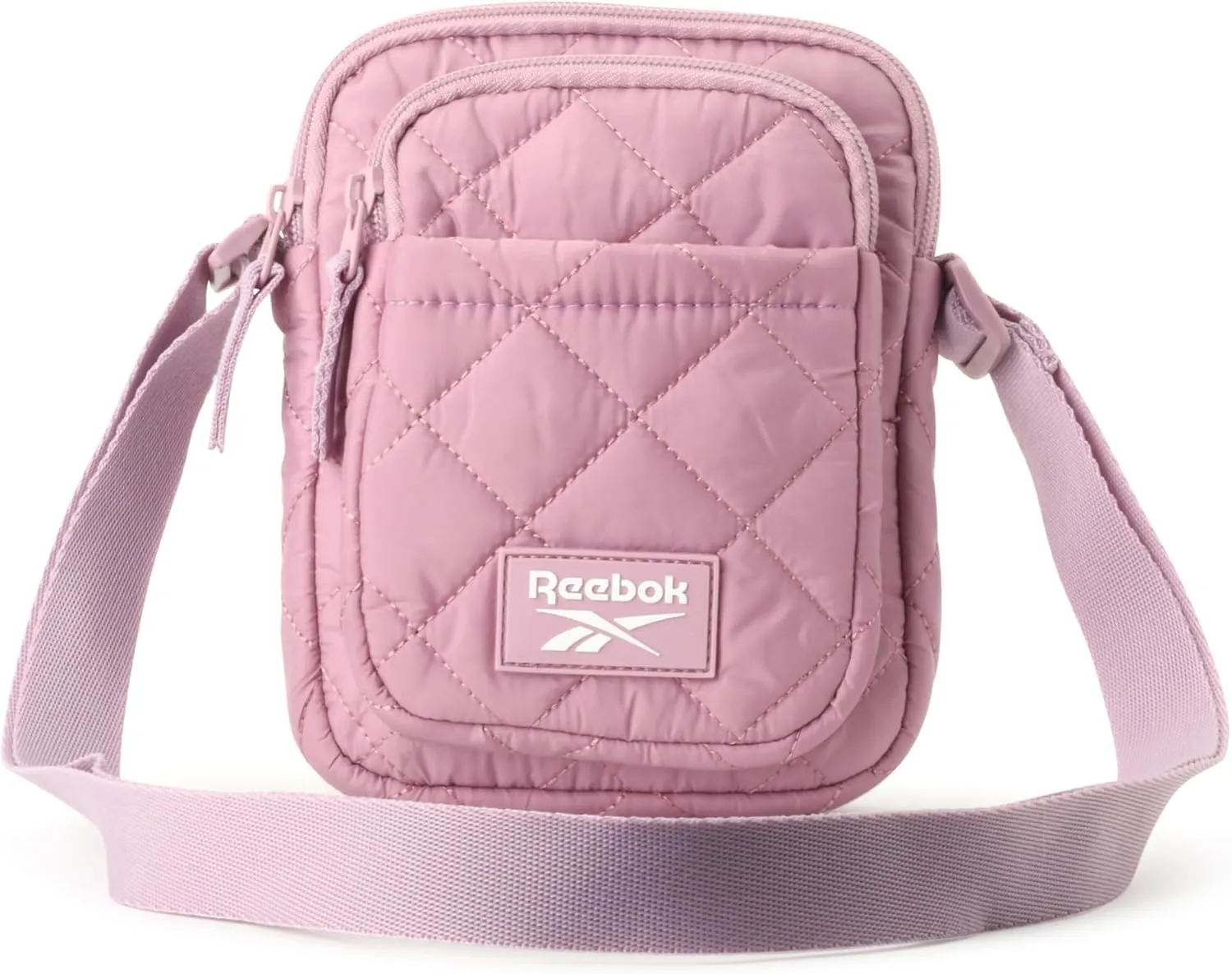 Reebok Women's Crossbody Bag - Quilted Nylon Sling Bag Travel Purse with Adjustable Strap and Secure Zipper Closures