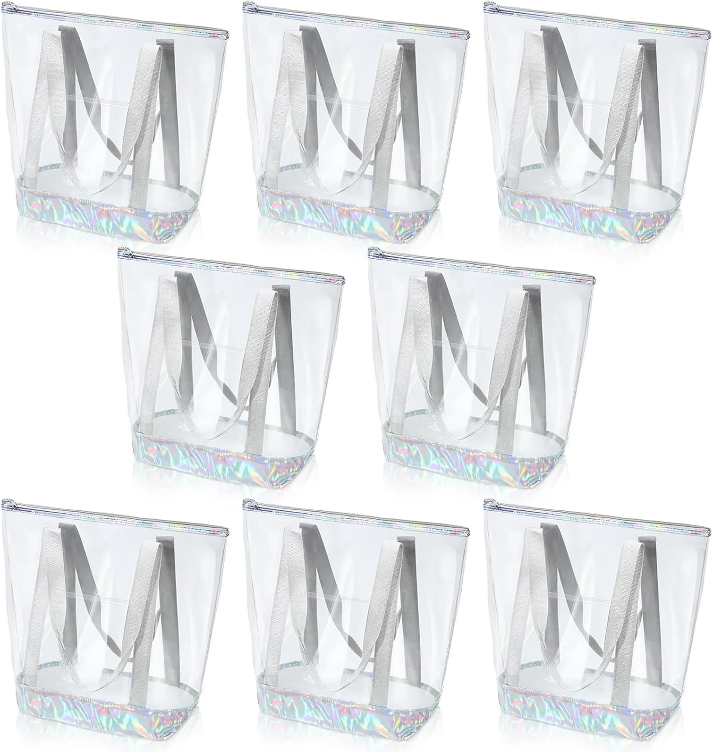 Reginary 8 Pieces Clear Tote Bags Shoulder Handbag Security Approved See Through Bag with Zipper Closure for Travel Work
