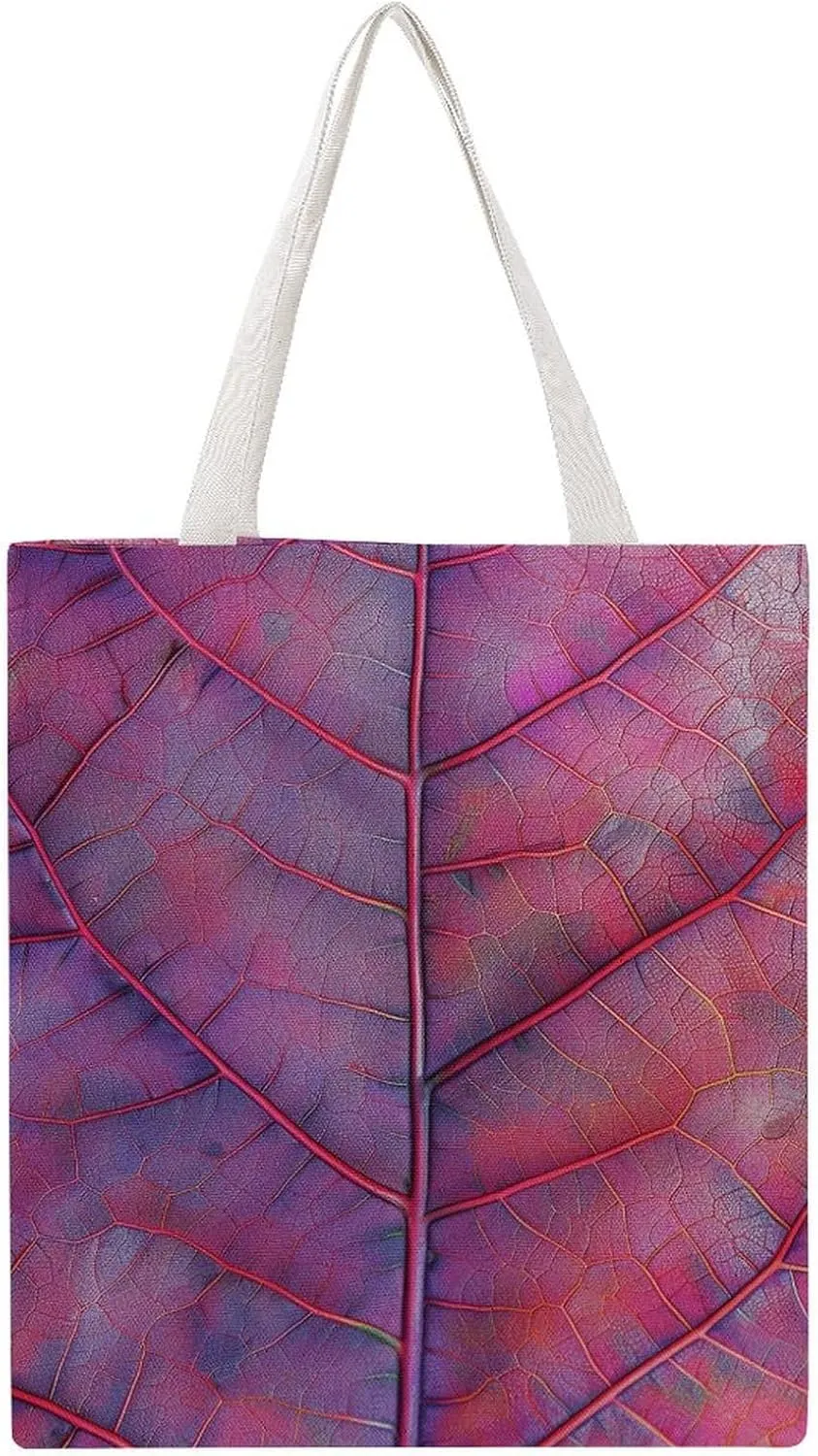 Reusable Grocery Bags Veins on Leaves Shopping Bag Lightweight Shoulder Bags Large Tote Bag for Travel Work Handbag
