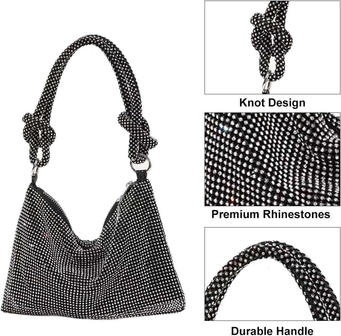 Rhinestone Purses for Women Handmade Party Shiny Hobo Bag Women's Evening Bag for Formal Wedding Cocktail Prom Party Club