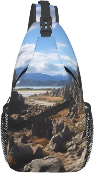 Rocks Scenic Sling Bag for Men Women Crossbody Chest Bag Sling Backpack Travel Hiking Daypack Outdoor