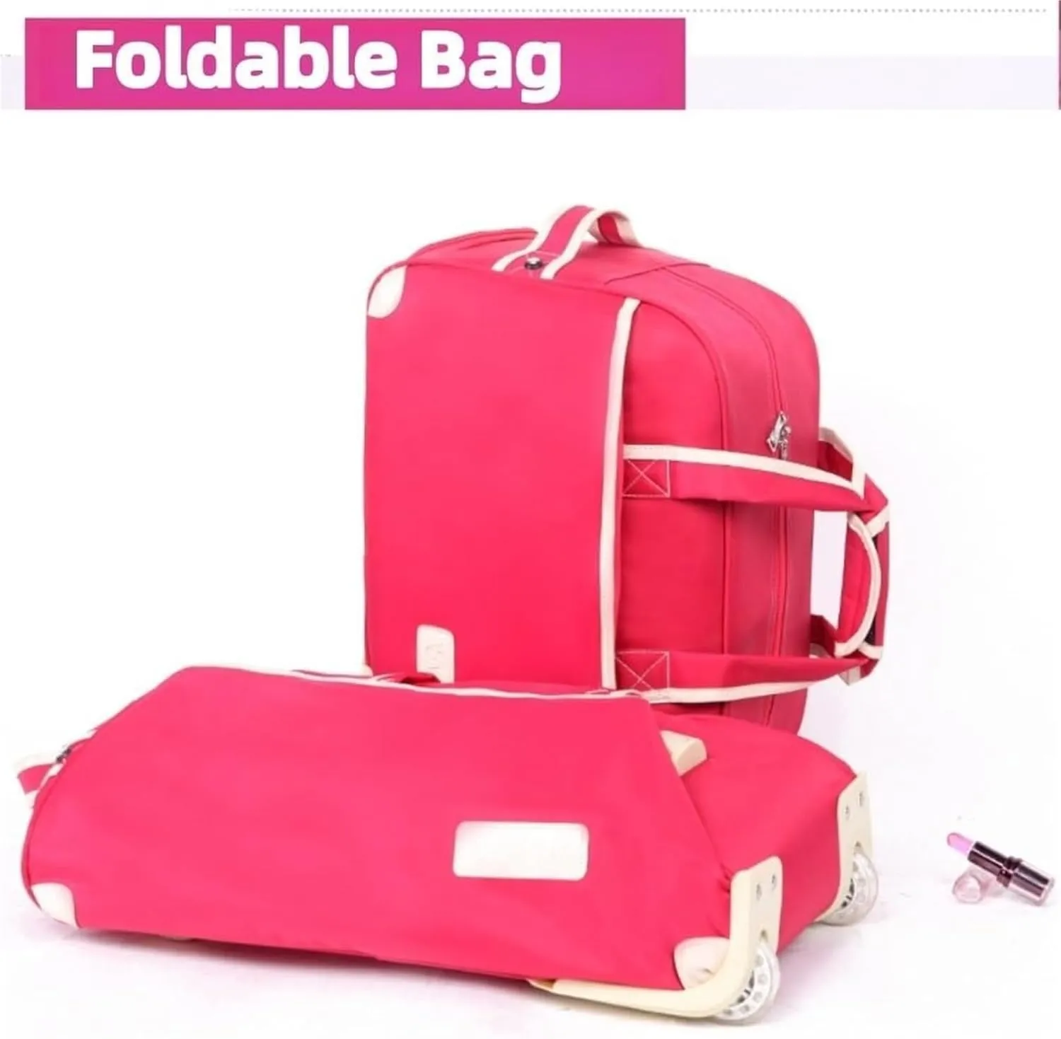 Rolling Duffel Bag With Wheels，Trolley Travel Bag Expandable, Lightweight & Waterproof Expandable Carry On Luggage For Unisex, For Unisex Overnight Weekender Bag Ideal For Gym, Trave(Red,Small)