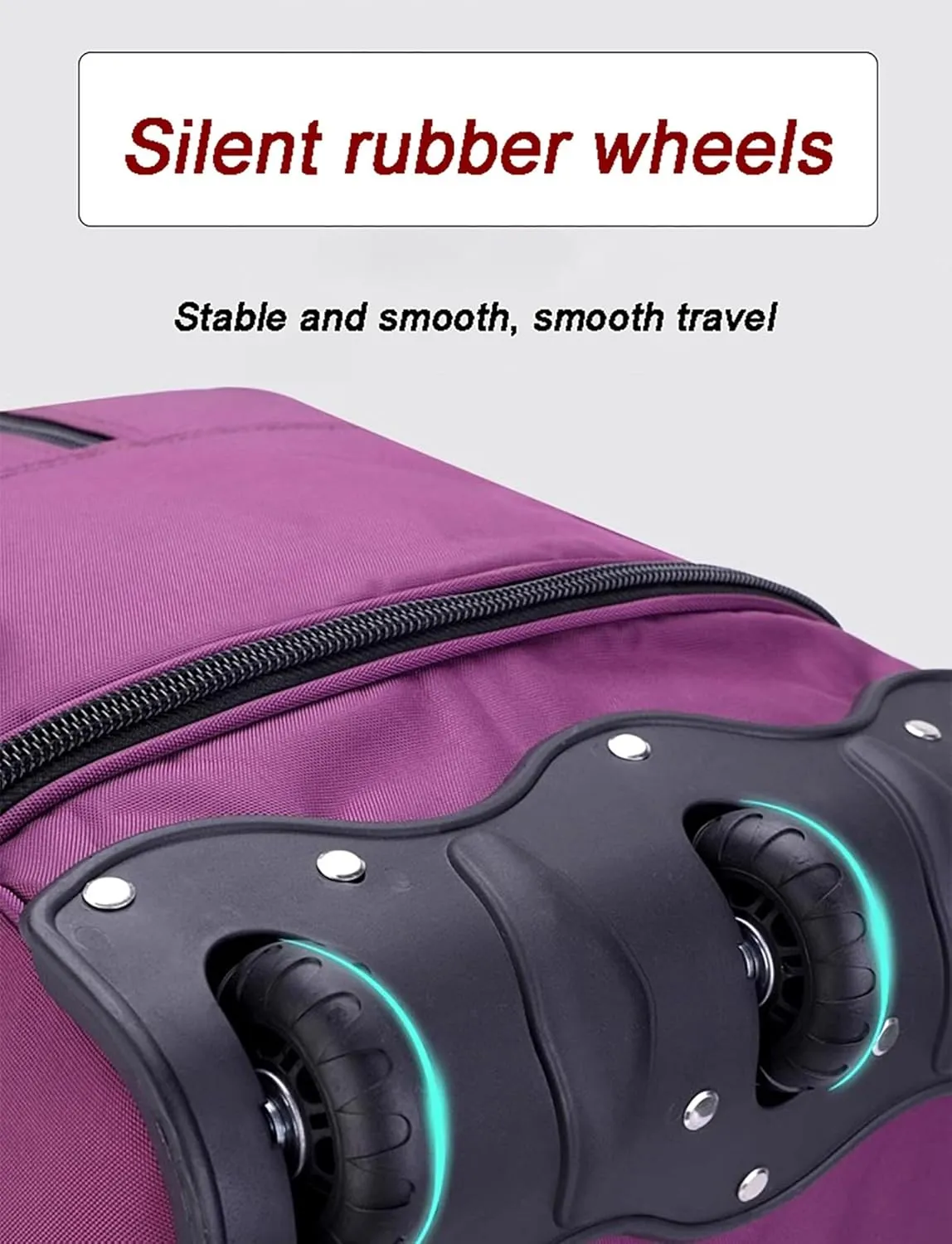 Rolling Duffle Bag, Wheeled Duffle Bag Large Capacity Foldable Travel Luggage with Telescopic Handle, Waterproof Overnight Bag for Travel, Gym, Yoga(Black,Medium)