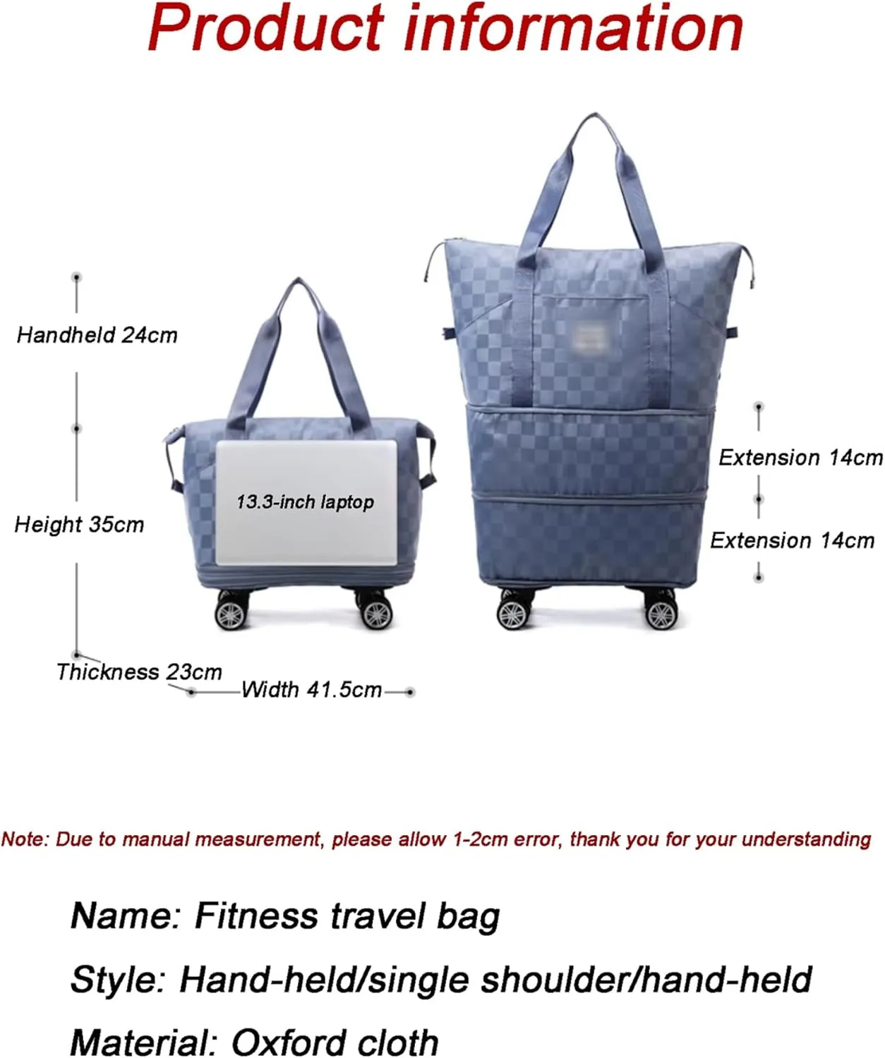 Rolling Duffle Bag with Wheels and Shoe Bag Expandable Foldable Travel Duffel Bag Carry on Luggage Bag Portable Weekender Bag(Black)
