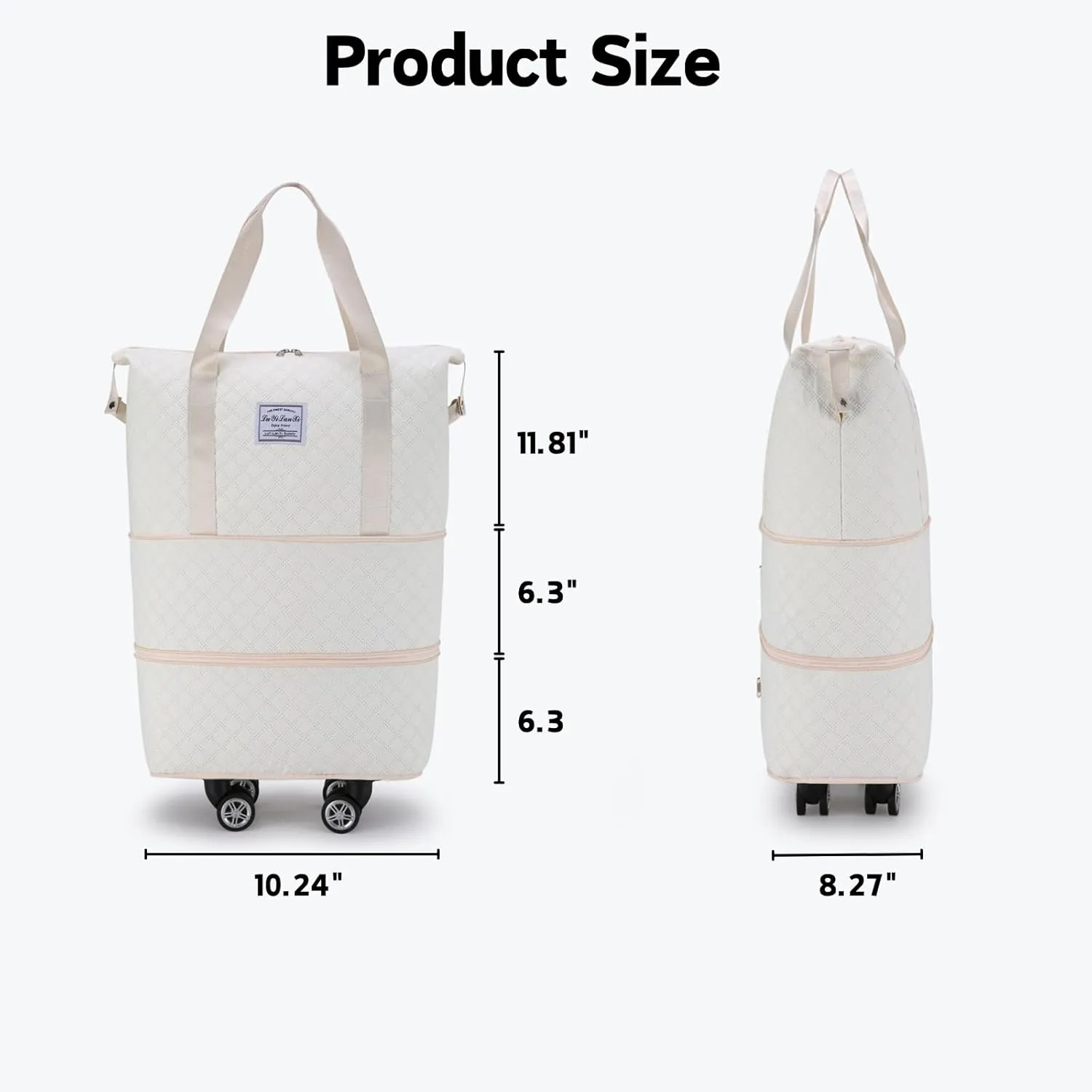 Rolling Duffle Bag with Wheels, Expandable Travel Duffel Bag with Detachable Spinner Wheels & Wet Pocket, Large Waterproof Travel Tote Bags Carry On Overnight Bag Hospital Bag Pink