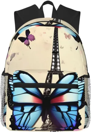 Romantic Paris Eiffel print Lightweight duffel bag, travel hiking daypack, comfortable backpack, sports bag