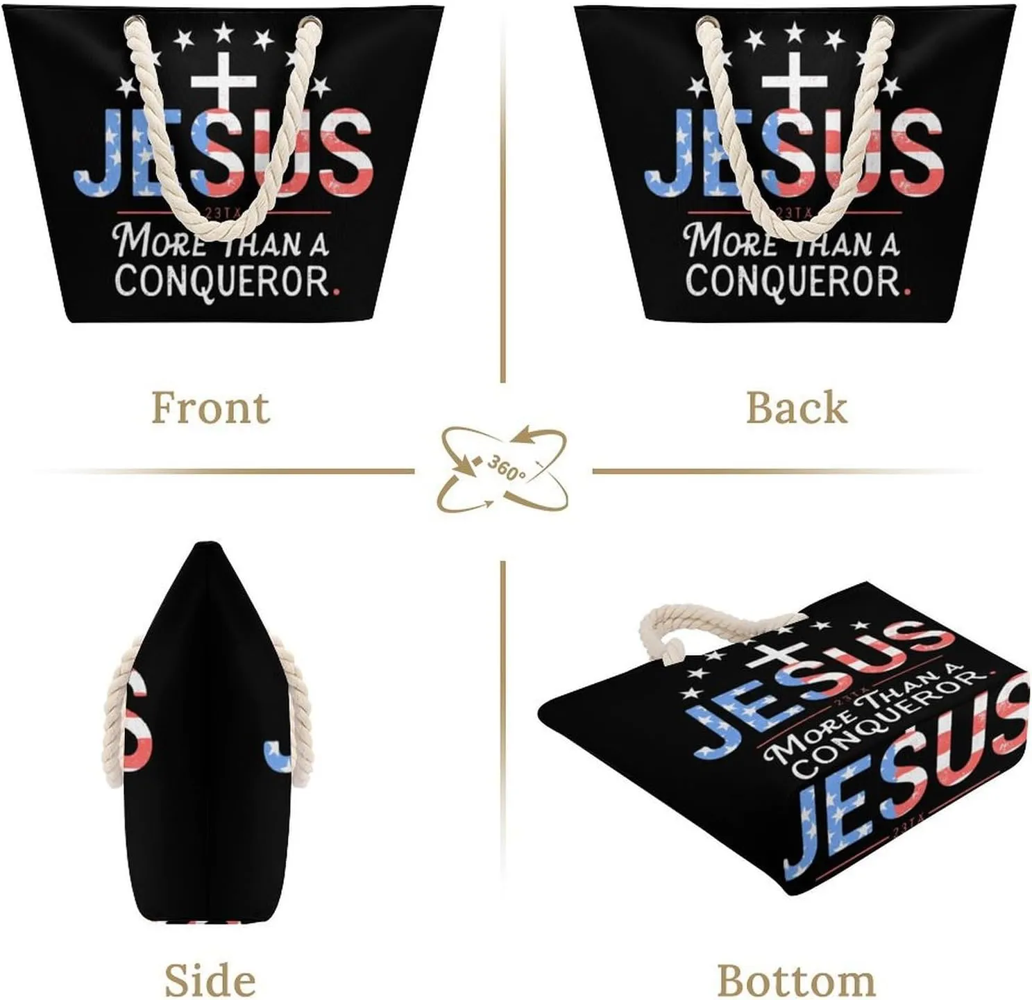 Rope Bag Women Men Beach Tote Bag with Hemp Rope Handle Top Zipper Boat Bag Large Capacity Handbag