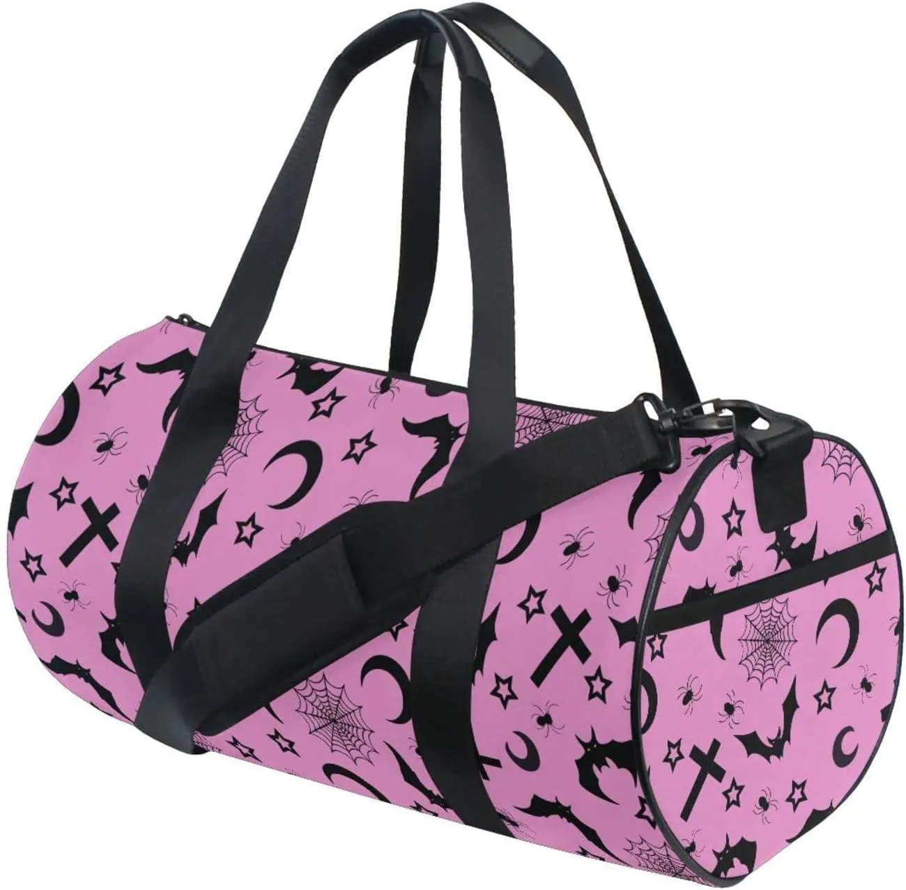 Round Duffel Sports Bag Bats Crosses Stars Gothic Lightweight with Inner Pocket Gym Bag for Men Women Duffle Bag for Travel Sports