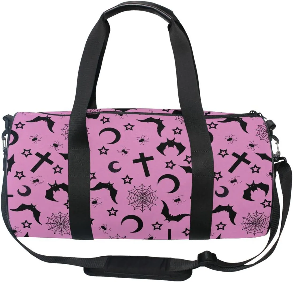 Round Duffel Sports Bag Bats Crosses Stars Gothic Lightweight with Inner Pocket Gym Bag for Men Women Duffle Bag for Travel Sports
