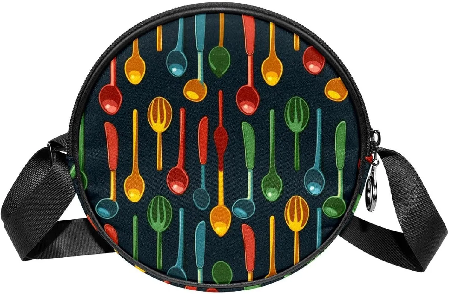 Round Purses for women crossbody bag, Small Shoulder Bag, Forks and knives Seamless
