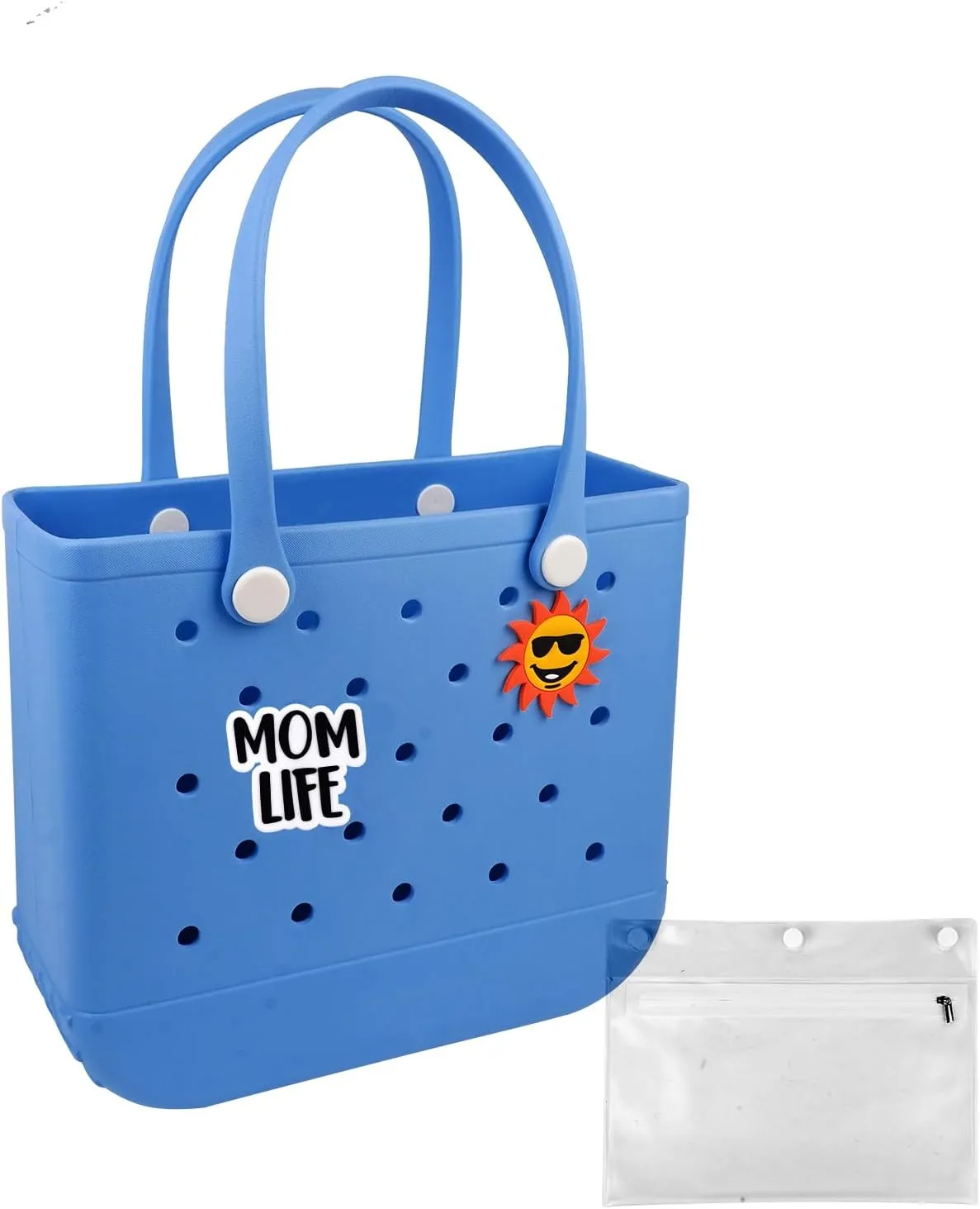 Rubber Beach Tote Bag - Waterproof Washable Durable Open Purses with Zipper Pocket and Phone Pouch for Pool Boat