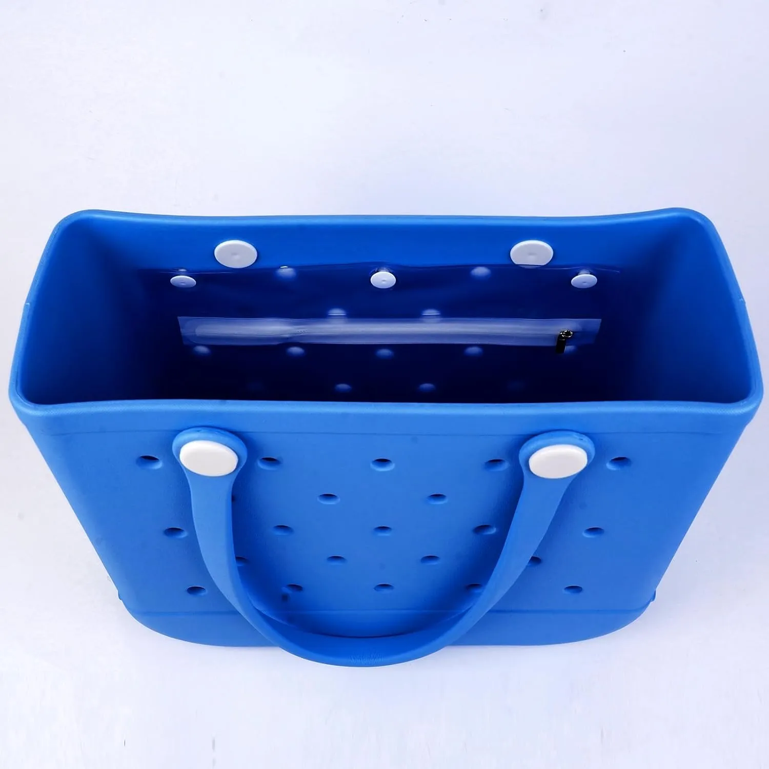 Rubber Beach Tote Bag - Waterproof Washable Durable Open Purses with Zipper Pocket and Phone Pouch for Pool Boat