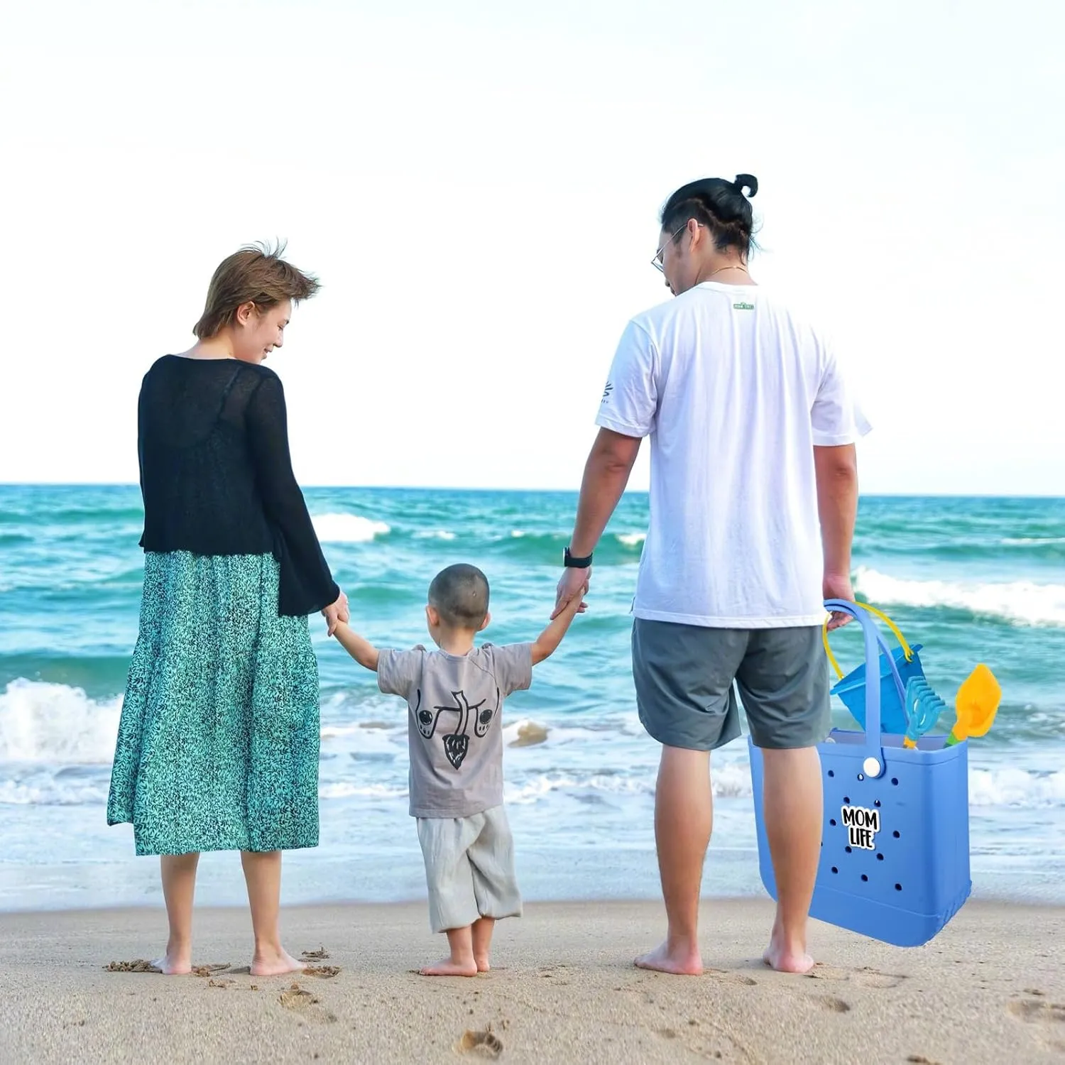 Rubber Beach Tote Bag - Waterproof Washable Durable Open Purses with Zipper Pocket and Phone Pouch for Pool Boat