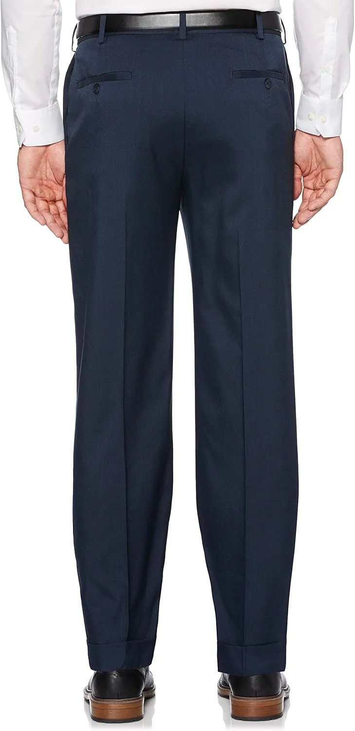 Savane Men's Pleated Stretch Crosshatch Dress Pant