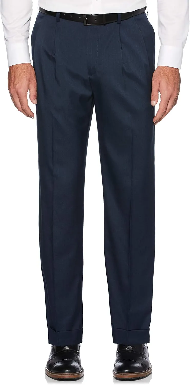 Savane Men's Pleated Stretch Crosshatch Dress Pant