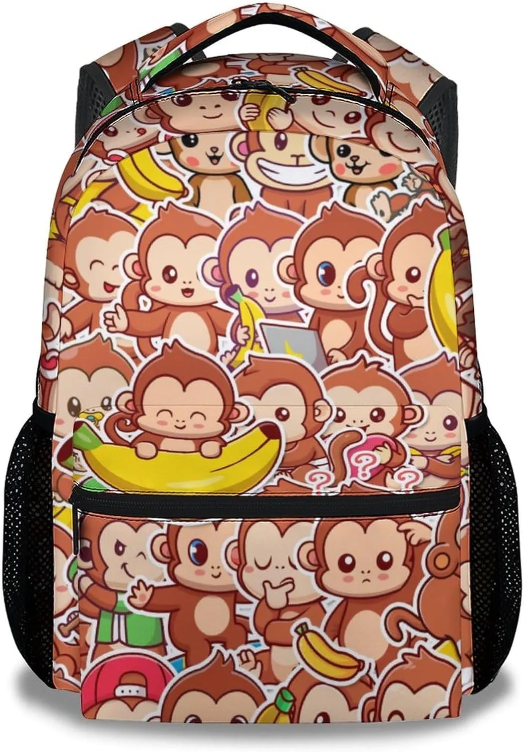 School Backpack for Girls Boys - 17 Inch Cute Backpacks for Monkey Lovers - Brown Lightweight Durable Bookbag for Elementary School