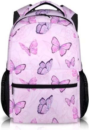 School Backpack for Girls - Cute Butterfly Backpack for Kids Student 17" Lightweight Bookbag for School Schoolbag Elementary, Girls Backpacks Ages 6-8