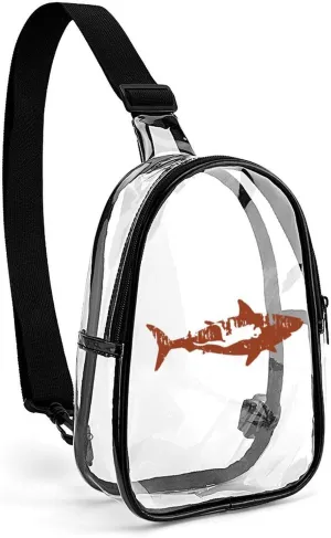 Scuba Diver Shark Clear Sling Bag Stadium Crossbody Bags Purses for Women Men with Adjustable Strap