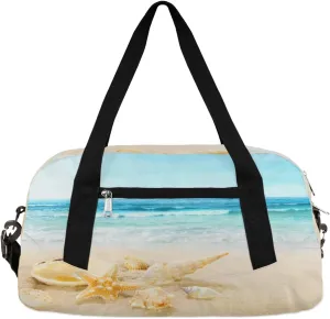 Sea Shell Kids Overnight Duffle Bags for Girls Boys, Sandy Beach Lightweight Sports Gym Bag for Kids，Small Overnight Weekender Carry on Travel Bags Dance Bag