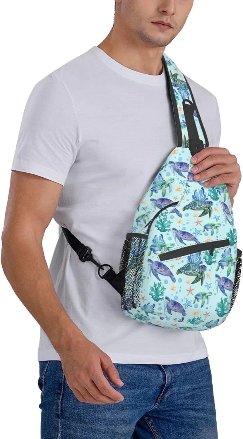 Sea Turtle Sling Bag Crossbody Travel Hiking Backpack Daypack for Women Men Unisex，Shoulder Chest Bags Cycling Gym