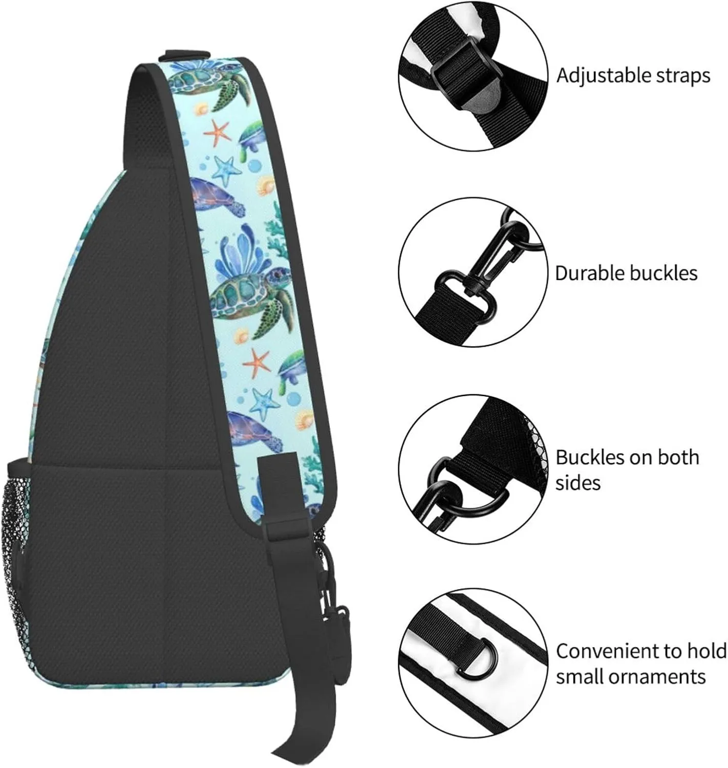 Sea Turtle Sling Bag Crossbody Travel Hiking Backpack Daypack for Women Men Unisex，Shoulder Chest Bags Cycling Gym