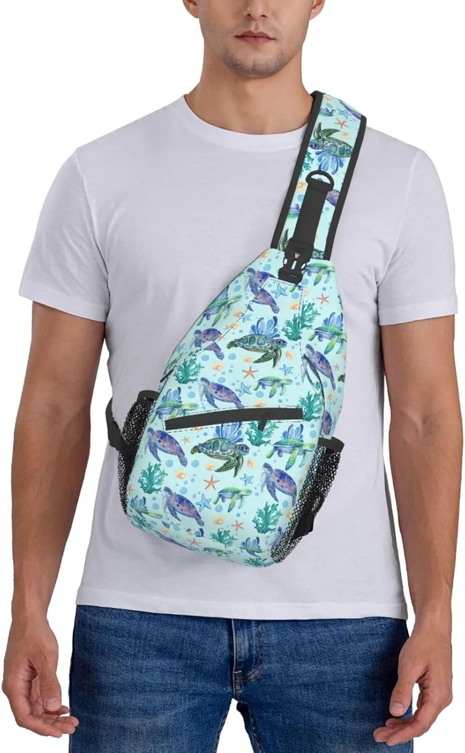 Sea Turtle Sling Bag Crossbody Travel Hiking Backpack Daypack for Women Men Unisex，Shoulder Chest Bags Cycling Gym