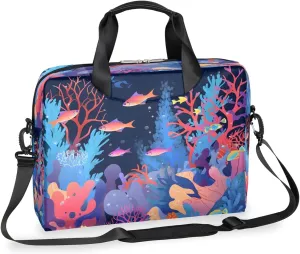 Sea Underwater Carol Laptop Bag Carrying Case 15.6 Inch Laptop Briefcase Messenger Shoulder Bag for Tablet Computer Bag for Travle Business Men Women