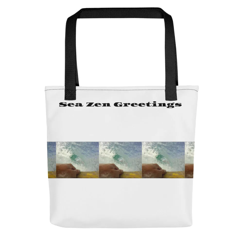 Sea Zen Greetings Tote bag (Black Handles)