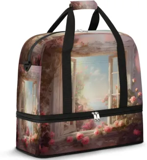 Seaside Garden View Travel Duffel Bag, Travel Essentials, Gym Bag for Women, Weekender Overnight Bag With Shoes Compartment, Carry On Bags for Airplanes