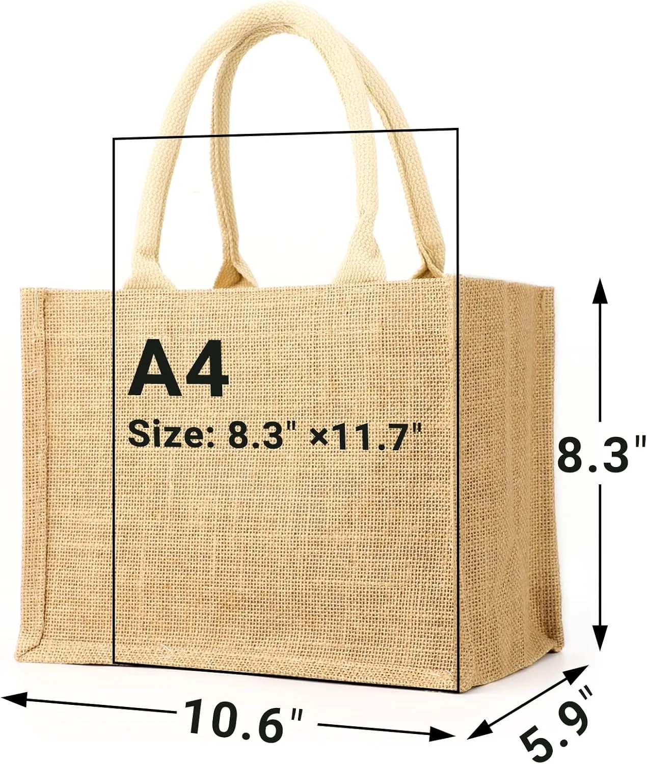 Segarty Burlap Tote Bags, 3 Pcs Small Natural Jute Reusable Gift Favors Bag with handles Blank Tote Bulk for Bridesmaid Wedding, Women Market Grocery Shopping, Bachelorette Party, Beach Trip, DIY