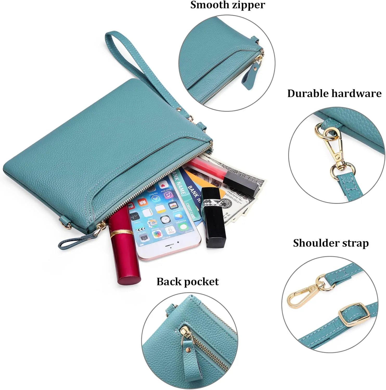 SENDEFN Leather Crossbody Bag for Women Small Clutch Purses Crossbody Shoulder Handbag Wallet Purses RIFD Card Slots
