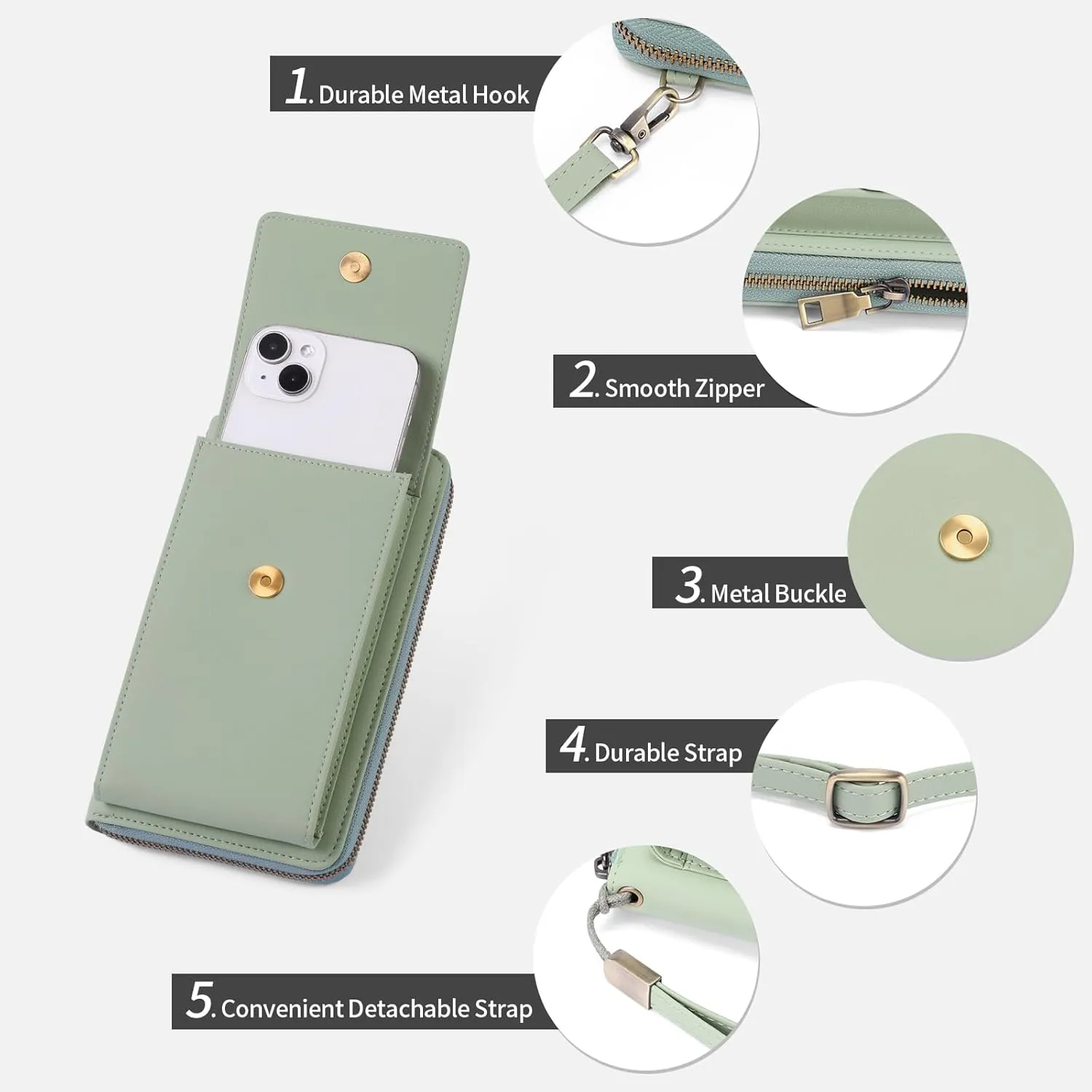 SENDEFN Small Crossbody Cell Phone Purse for Women Leather Cellphone Bags Wallet Purses with Multi Card Slots