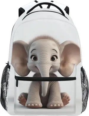 senya Exciting Elephant Cub Backpack Water-Resistant Lightweight Bookbags Travel Bag with Mesh Side Pockets