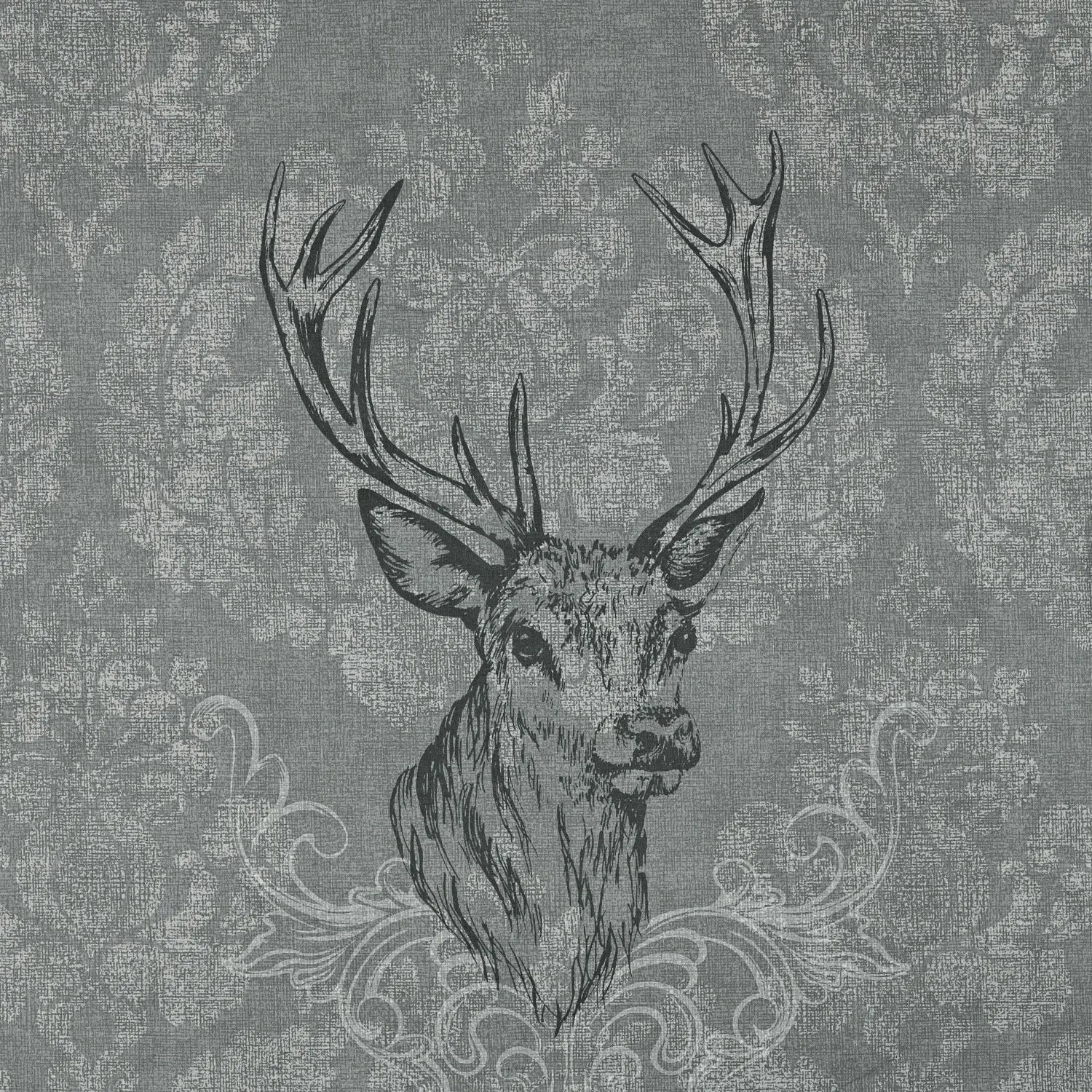 Sheeting Printed Stag Grey 240cm